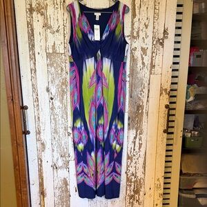 Chico's Blue and Pink Patterned Maxi Dress